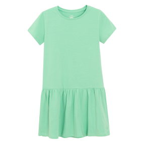 Jednobarevné šaty s krátkým rukávem -zelené