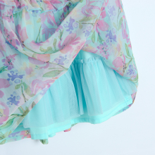                             Květinové šaty s krátkým rukávem- tyrkysové                        