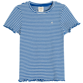 Žebrované tričko s krátkým rukávem- modré