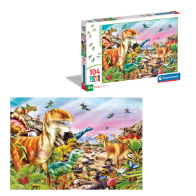 Puzzle 104 dílků země dinosaurů
