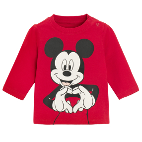 Tričko s dlouhým rukávem Mickey Mouse -červené