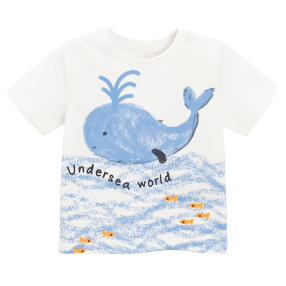 Tričko s krátkým rukávem s velrybou -bílé