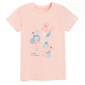 Tričko s krátkým rukávem s mořskými pannami -světle růžové