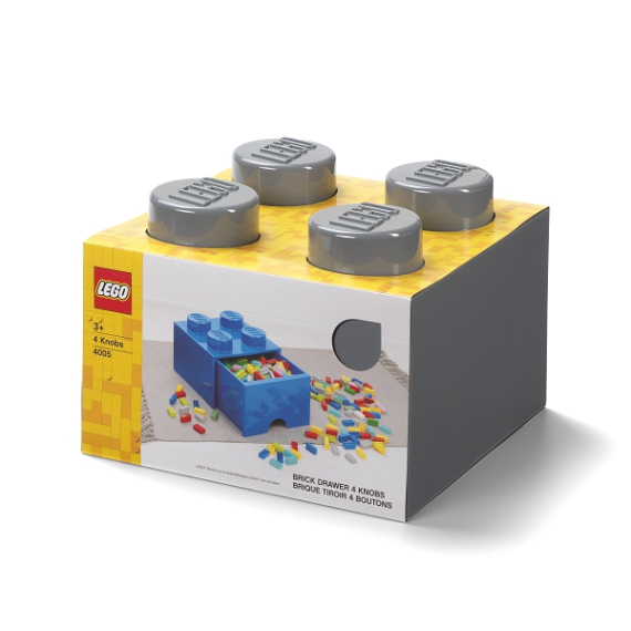 LEGO úložný box 4 s šuplíkem - tmavě šedá                    