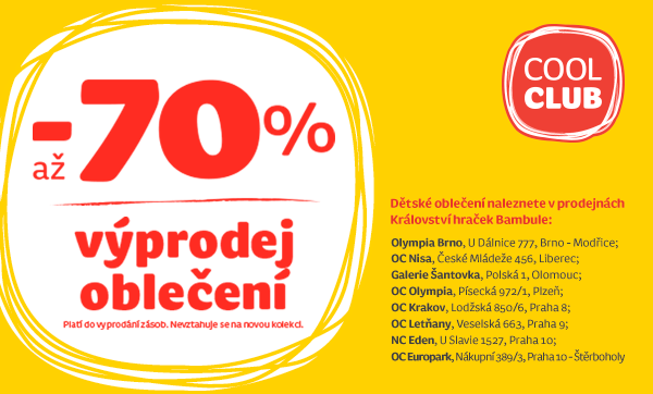 Tento týden startujeme výprodeje oblečení až -70%