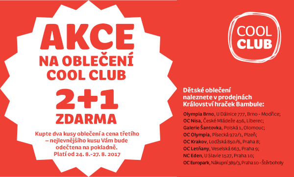 Akce na oblečení Cool club 2+1 ZDARMA