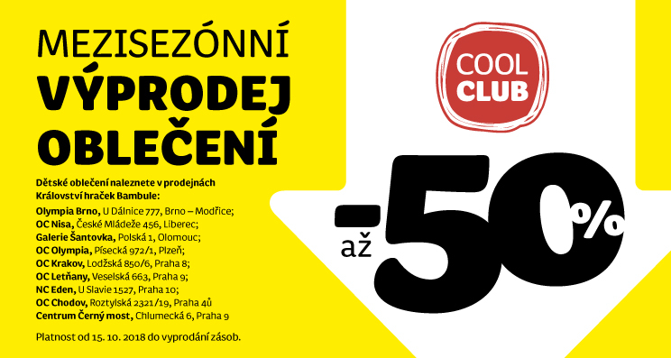 MEZISEZÓNNÍ výprodej oblečení COOL CLUB až -50%