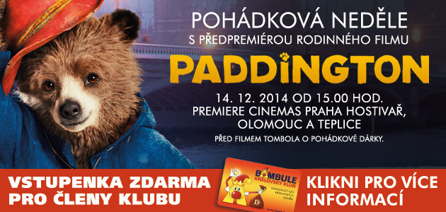 1+1 vstupenka ZDARMA na film "Paddington"