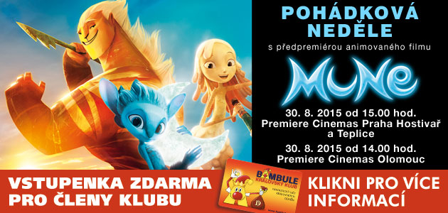 1+1 vstupenka ZDARMA na animovaný film "MUNE"