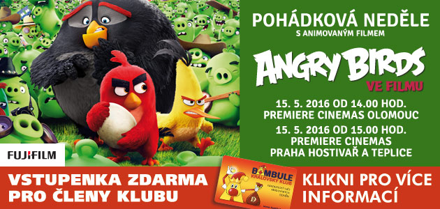 1 + 1 vstupenka zdarma na animovaný film "Angry Birds"