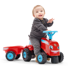                             Odstrkovadlo - traktor Go Farm červené s volantem a valníkem                        