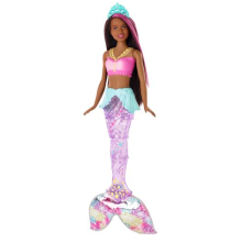                             Barbie svítící mořská panna s pohyblivým ocasem černoška                        