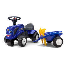                             Odstrkovadlo traktor New Holland modré s volantem a valníkem                        