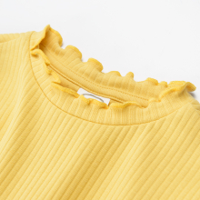                             Žebrované tričko s dlouhým rukávem- žluté                        