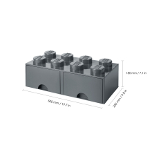                             LEGO úložný box 8 s šuplíky - tmavě šedá                        