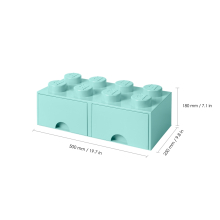                             LEGO úložný box 8 s šuplíky - aqua                        