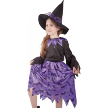                             Dětský kostým čarodějnice s netopýry a kloboukem (M)                        