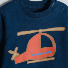                             Bavlněné tričko s potiskem helikoptéry- námořnicky modré                        