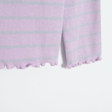                             Žebrované tričko s dlouhým rukávem- fialové                        