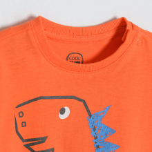                             Tričko krátký rukáv s dinosaurem- oranžové                        