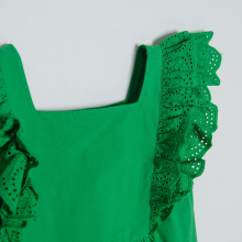                             Bavlněné šaty s krajkovým rukávem- zelené                        