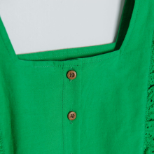                             Bavlněné šaty s krajkovým rukávem- zelené                        