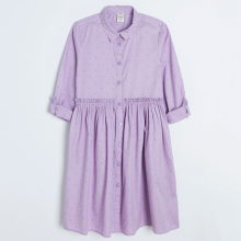                             Košilové šaty s dlouhým rukávem- fialové                        