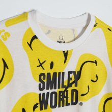                             Bavlněné tričko s krátkým rukávem Smiley World- bílé                        