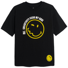                             Bavlněné tričko s krátkým rukávem Smiley World- černé                        