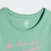                             Bavlněné tričko s krátkým rukávem- zelená, růžová                        