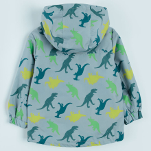                             Chlapecká bunda s kapucí a motivem dinosaurů- šedozelená                        