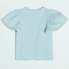                             Tričko s nabíranými rukávy- modré                        