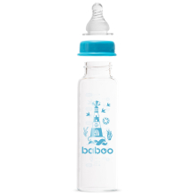                             Dětská lahvička s dudlíkem skleněná 240 ml modrá 3m+                        