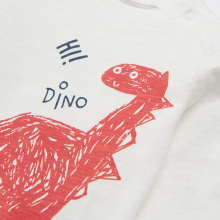                             Tričko s dlouhým rukávem a potiskem dinosaura- bílé                        