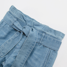                             Džínové kalhoty s vázním v pase- modré                        