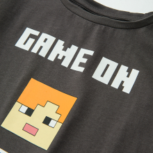                             Tričko s krátkým rukávem a flitrovou aplikací Minecraft- šedé                        