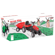                             Traktor šlapací s valníkem červený                        