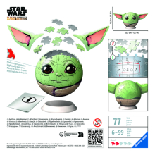                             Puzzle-Ball Star 3D Wars: Baby Yoda s ušima 72 dílků                        