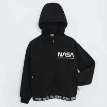                             Rozepínací mikina s kapucí NASA- černá                        