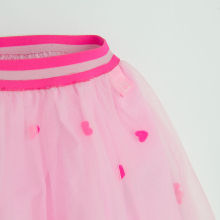                            Tylová sukně se srdíčky- světle růžová                        