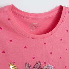                             Tričko s dlouhým rukávem a flitrovou aplikací- růžové                        