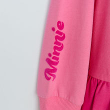                             Šaty s dlouhým rukávem a trpytivým nápisem Minnie- růžové                        