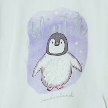                             Tričko s dlouhým rukávem a aplikací tučňáka- bílé                        