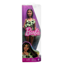                             Barbie modelka - limetkové šaty s puntíky                        