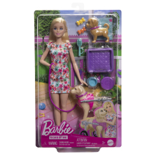                             Barbie panenka a pejsek s invalidním vozíčkem                        