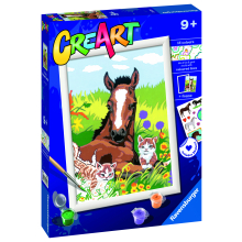                             Malování podle čísel CreArt Kůň a koťata                        