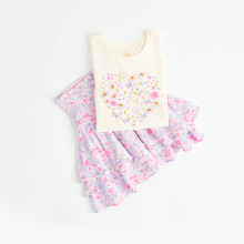                             Set tričko s krátkým rukávem a sukně s květinovým vzorem -mix                        