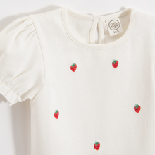                             Tričko s nabíranými krátkými rukávy s jahodami -bílé                        