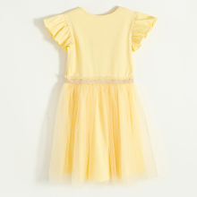                             Šaty s krátkým rukávem a tylovou sukní -žluté                        