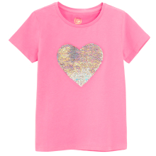                             Tričko s krátkým rukávem s flitry Srdce -růžové                        